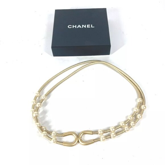 CHANEL 01C Faux pearl double belt Accessories belt Faux pearl Gold main image 10